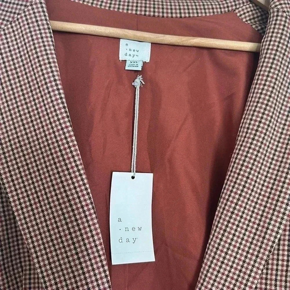 NWT A New Day Red Oversized Perfect Plaid Fall Blazer Jacket Size XXL - Picture 4 of 8